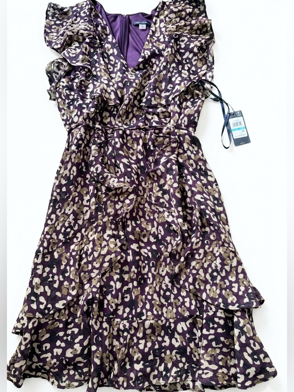 Women Size 16 Purple Leopard Print casual Dress